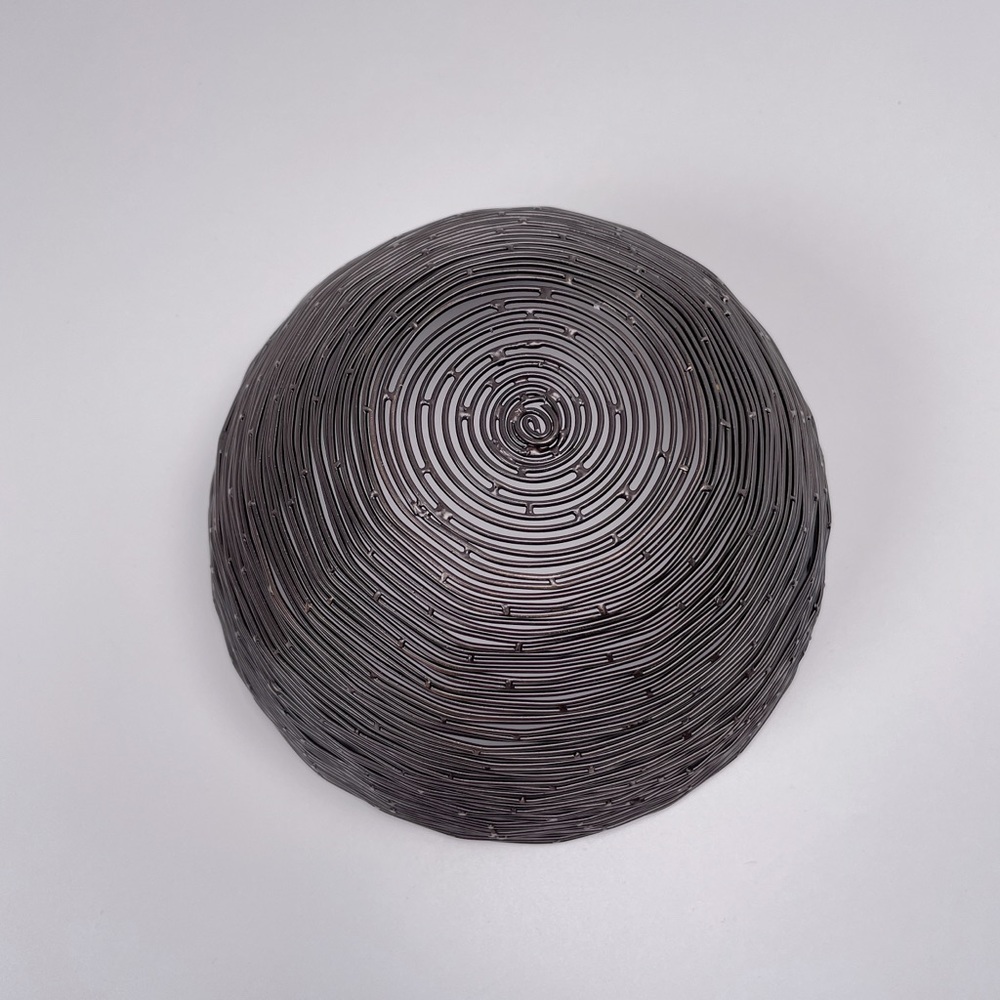 Handmade Decorative Wire Bowl Basket Dark Brown Metal - Picture 6 of 7